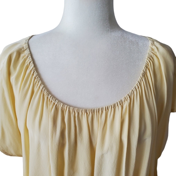 Joie Silk Top Womens Small Ombre Caro Lemon Yellow Gathered Bubble Hem Flowy S - Picture 5 of 14